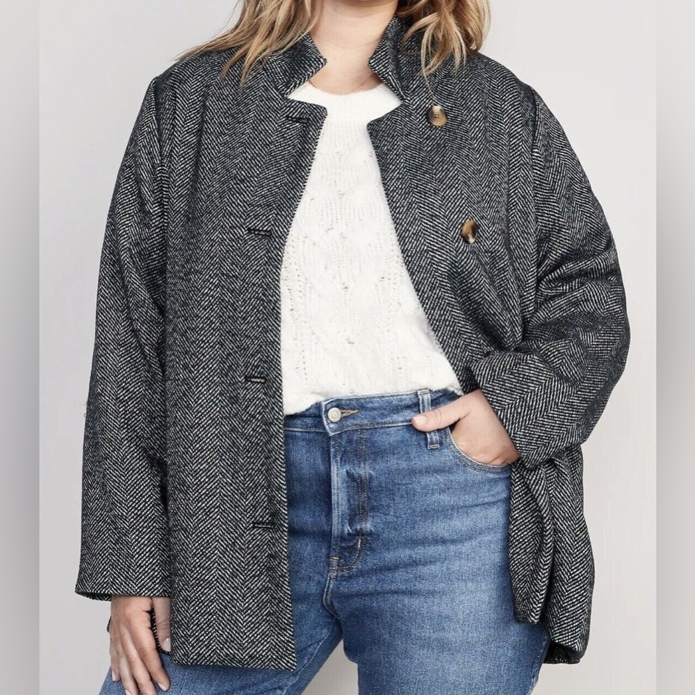 Old Navy Soft Brushed Herringbone Car Coat